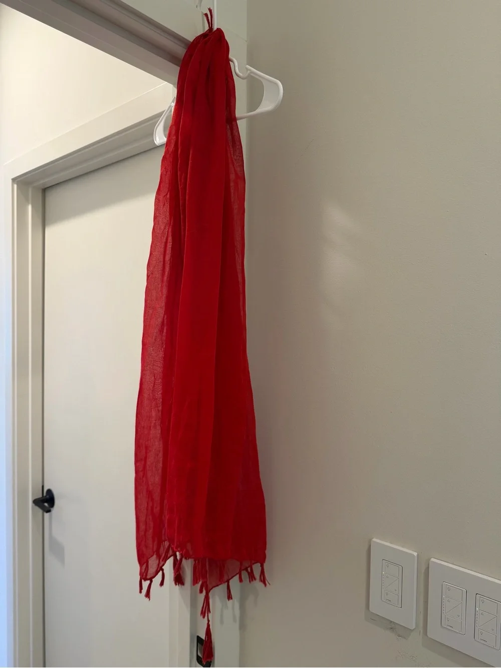 Red Lightweight Fringe Tassel Scarf - Women Accessories